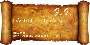 Fábián Ignác névjegykártya